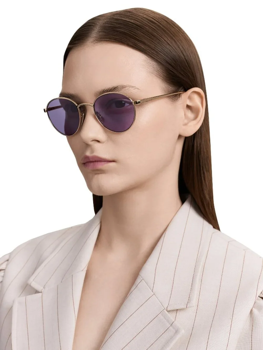 Loewe Men Sunglasses Gold Violet Round LW40152U 32Y NEW AUTHENTIC